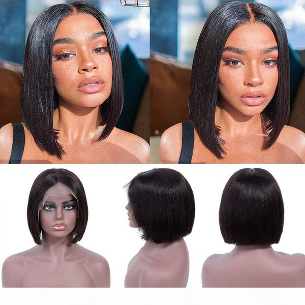 

human hair bob wigs lace front wigs 130%~150%brazilian remy hair full lace wig pre plucked hairline with baby hair for black women, Black;brown