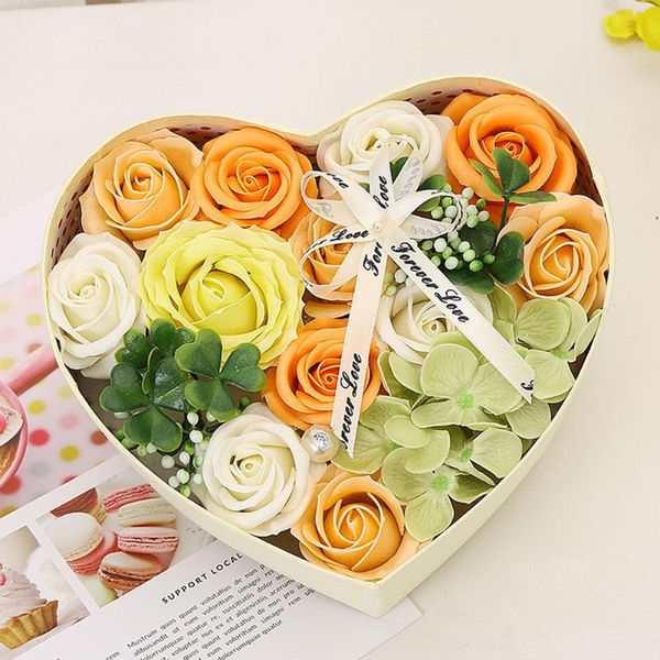

artificial rose soap bouquet wedding valentine day heart shape gift box
