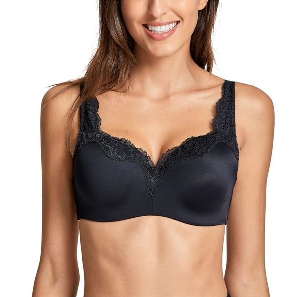 

women's underwire smooth lightly padded no show supportive lace t-shirt bra y200415, Red;black
