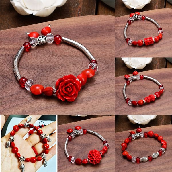 

huangcheng red bean tibetan silver cinnabar rose huangcheng red bean tibetan silver cinnabar bracelet rose bracelet kwueb, Golden;silver