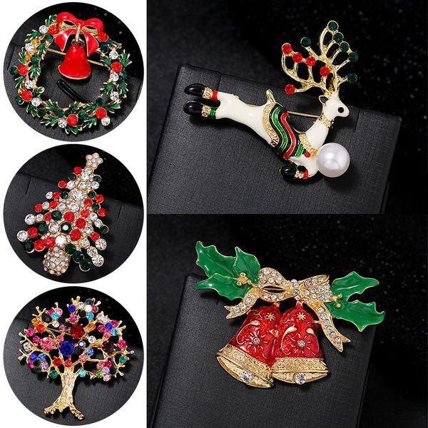 

new year fashion boots santa claus shoes carriage rhinestone jewelry for christmas color stone brooch