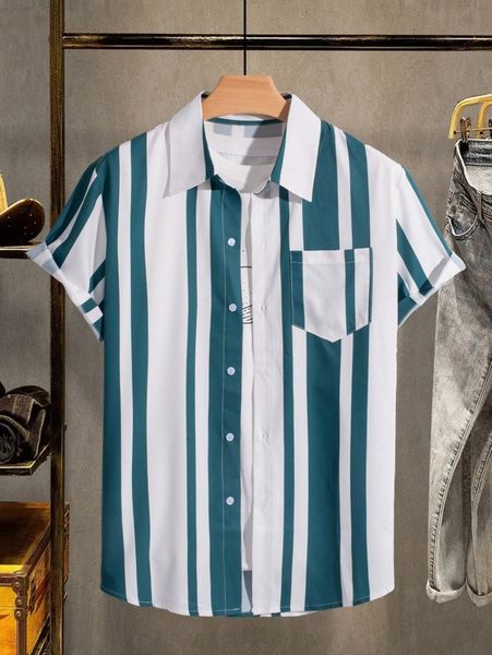 

men striped print shirt without tee z8z7#, White;black