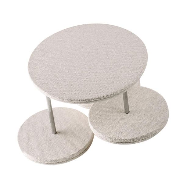 

мода ювелирные изделия стенд стенд сливочный белый белье 3 круглые таблицы ожерелье витрина доточное мастерство без морщин, Pink;blue