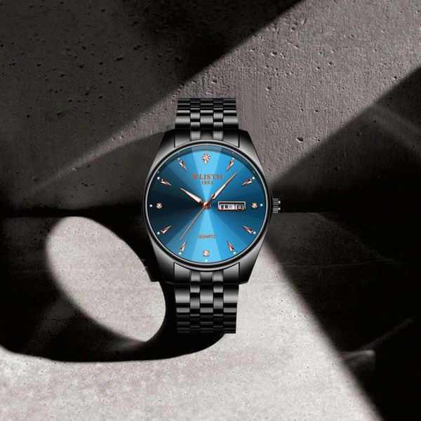 

watch, tiktok, the same fashion quartz waterproof and luminous dual calendar steel band men's watch male watch, Slivery;brown