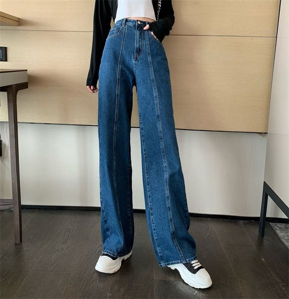 

2020 autumn new loose jeans high waist show thin straight korean wide leg pants women's wear