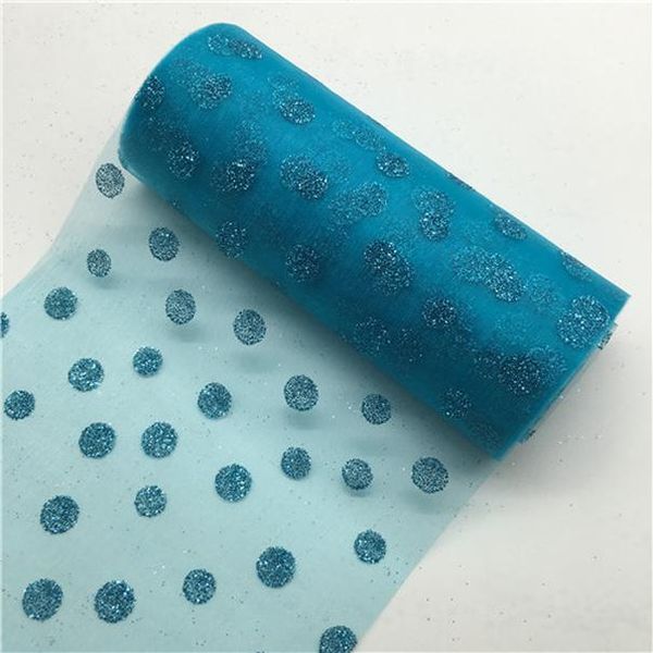 

10yardx15cm crystal pom tutu tulle roll organza sheer gauze element for table runner and home garden wedding party decoration wmtpor