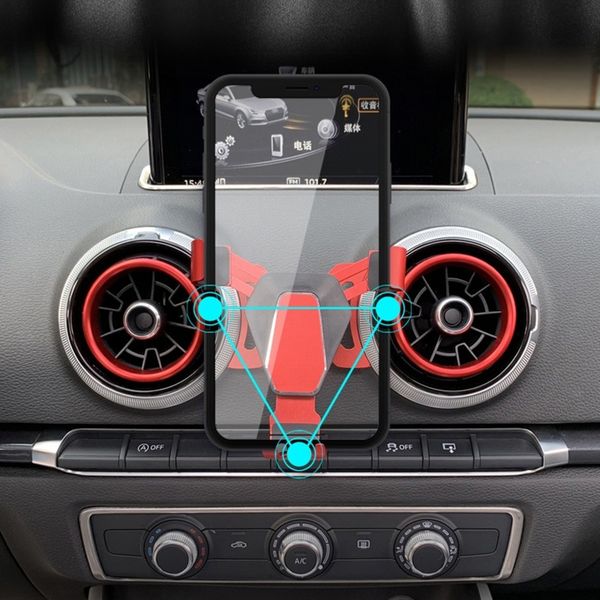 

гравитация air vent маунт автомобиля audi a3 s3 колыбель кронштейн для iphone samsung huawei мобильный телефон gps стенд держатель