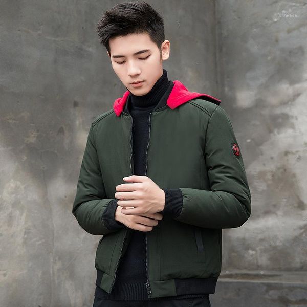 

winter self-cultivation solid color loose coat male man loose coat men's cotton-padded clothes amoy1, Black