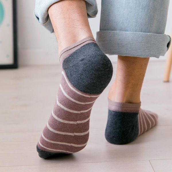 

men's socks casual boat spring and summer product jacquard striped cotton college style four seasons ankle, Black