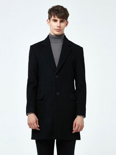 

men lapel neck flap pocket overcoat e5dg#, Black;brown