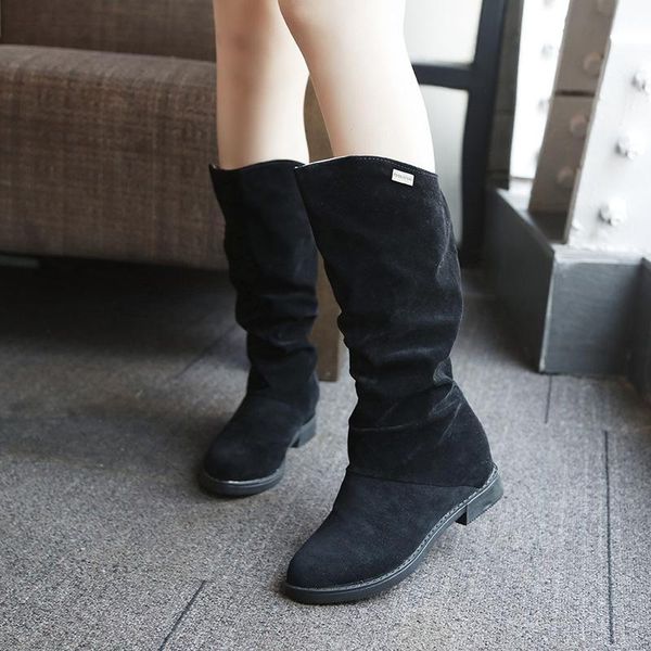 

women mid-calf platform boots fashion snow boots student shoes warm winter flock shoes for woman botas mujer 2020, Black