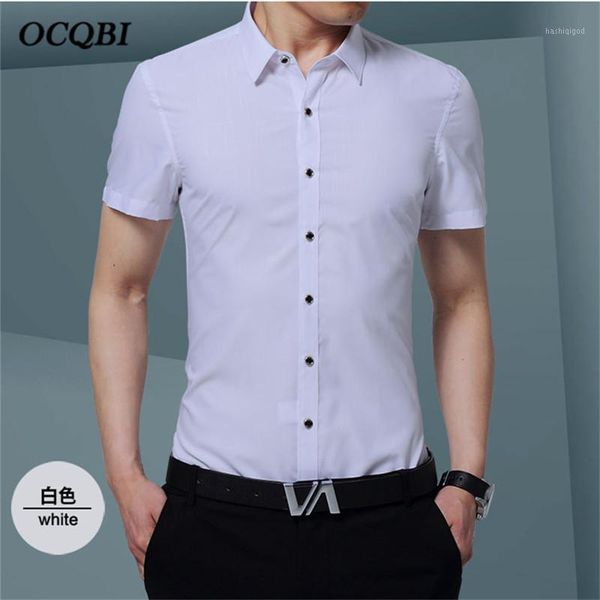 

plus size 4xl 2018 summer men clothes dot smart casual dress shirt fashion camisas para hombre1, White;black