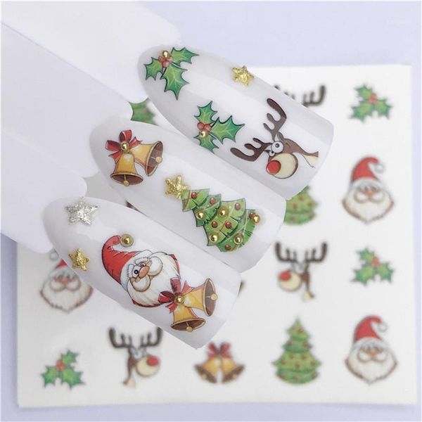 

nail art nail sticker new year slider tattoo christmas water decal santa claus snowman full wraps designs decals1