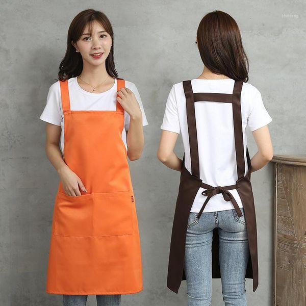 

kitchen apron japanese simple oil-proof waterproof apron with pocket restaurant waiter chef baking work logo print1