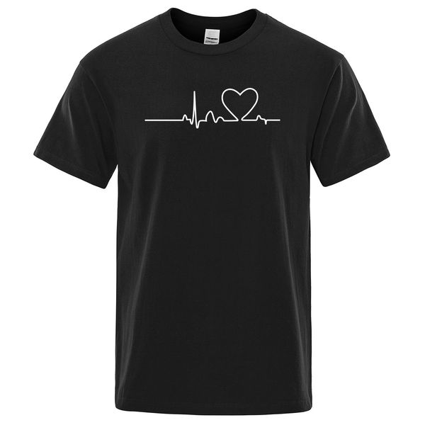

summer casual letter electrocardiogram print tees breathable short sleeve comfortable fashion hooded sweatshirt hoodie men t shirt