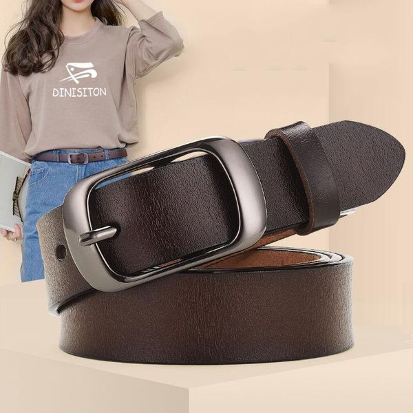 

women's belt leather cowhide belt women's wild trousers korean style trendy wild female students, Black;brown