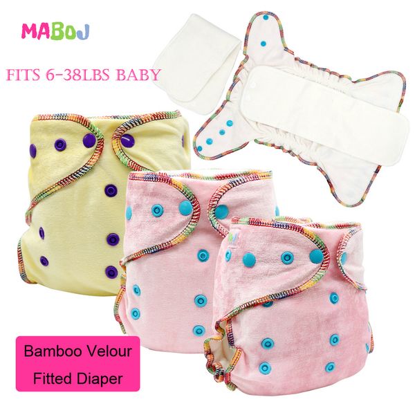 

maboj bamboo fitted diaper  cloth diaper with inserts ai2 washarable diapers bamboo baby diapers cotton fit 6-35lbs baby 201117