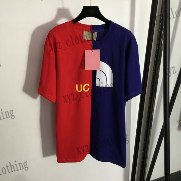 

22ss summer high-end hoodie t shirts red women t-shirts dr symmetrical colorblock t-shirt loose cotton short-sleeved pack shirt designer te, White;black