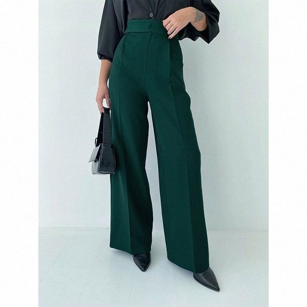 

women's fashion dress pants culottes wide leg wide leg full length pants daily work micro-elastic plain comfort mid waist green black b, Black;white