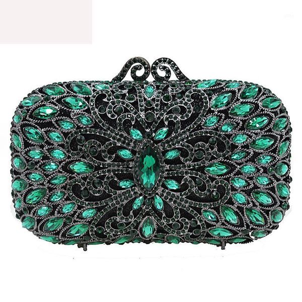 

female white rhinestone crystal wedding clutches bags women clutch purse party handbags fashion ladies metal mini bag green1