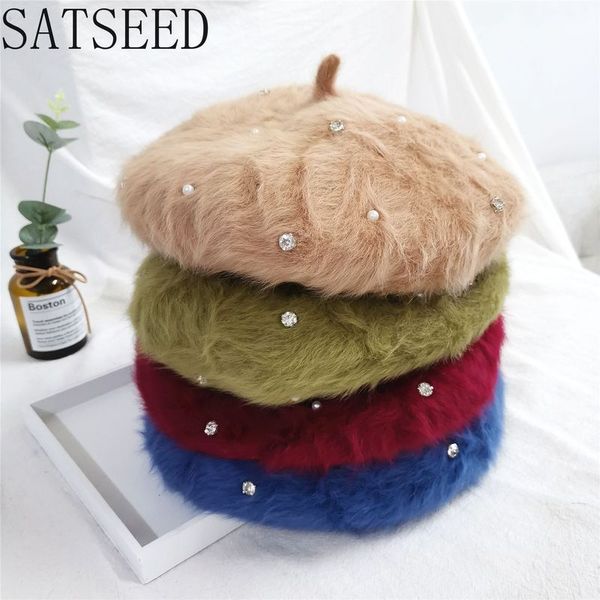 

hat женского трикотажного шерстяного cap pearl способ украшения теплого меховой берет зимней hat сладкие painter шляпы для женщин, Blue;gray