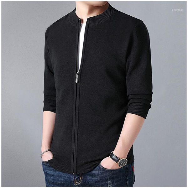 

isurvivor 2020 thin section popular youth cardigan spring and autumn bottoming knitted jacket solid color sweater men1, White;black