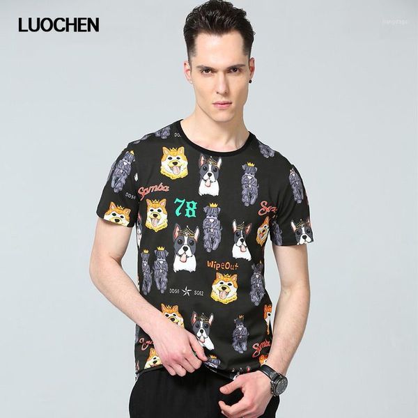 

summer fashion men's t-shirt men's clothing simple printed animal paern casual qc-a208-88111, White;black