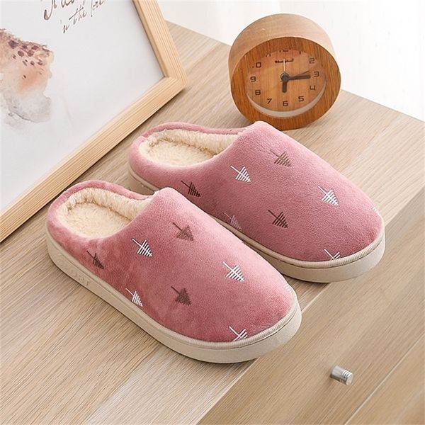 

couples cotton slippers indoor winter antiskid lovely home mixed color women warm shoes y201026, Black
