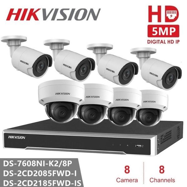 

hikvision video surveillance embedded plug & play nvr h.265 2sata 8poe + ds-2cd2085fwd-i 8mp ir fixed network ip camera