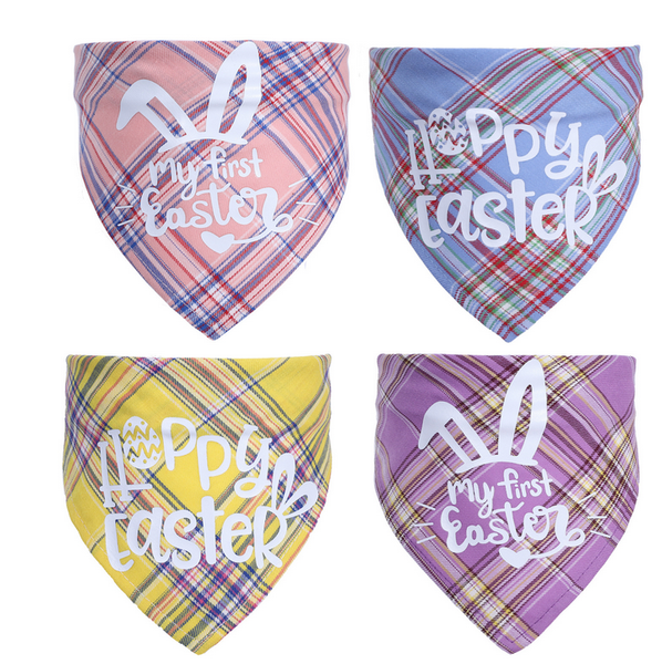 

single-layer pet triangle scarf american easter rabbit pet scarf cat dog accessories thin cotton plaid single-layer dog head scarf love