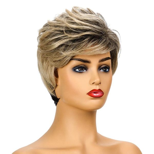 

2020 новые горячие продажи европейские и американские парики дамы смешанные цвет модный худ химический форбл парик, Black;brown