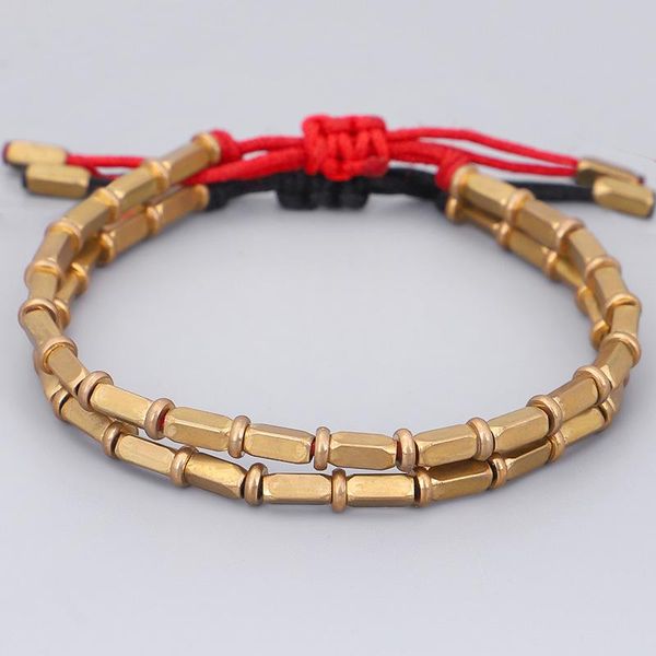 

Meetvii Handmade Rectangle Copper Beads Lucky Bracelets for Women Men Tibetan Black & Red Thread Bracelets Vintage Jewelry, Golden;silver