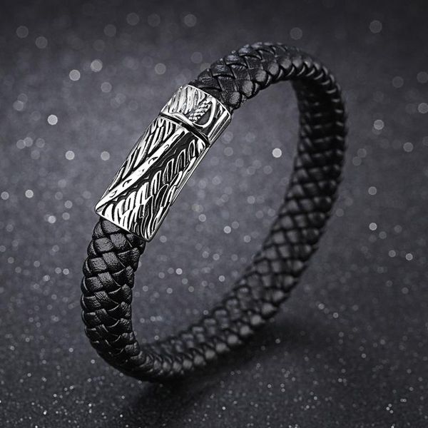 

мода горячие мужчины ювелирные изделия черный кожаный браслет из нержавеющей стали панк меч шарм магнит пряжкой высокое качество браслет ps2, Golden;silver