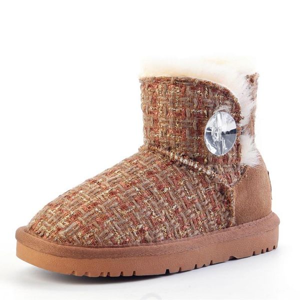 

winter warm children' shoes 2020 boots for girls boys snow boots genuine leather plush fur botas kids zapatos, Black;grey