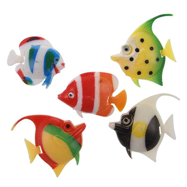 

decorations artificial multi-colored plastic fish ornament 5pcs for aquarium