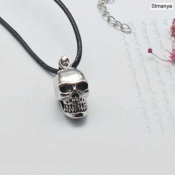 

череп ожерелье горячих продаж череп подвеска серебро цвет ожерелье подвеска черный цепь кожи череп ожерелье 19074 wmtugp dh_garden, Bronze;silver