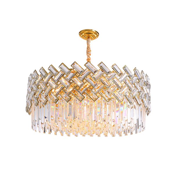 Lâmpada pingente de metal pós-moderna americana simples luxo redonda lustre cristal luzes penduradas para hall de entrada sala de jantar decoração do quarto lâmpada led e14