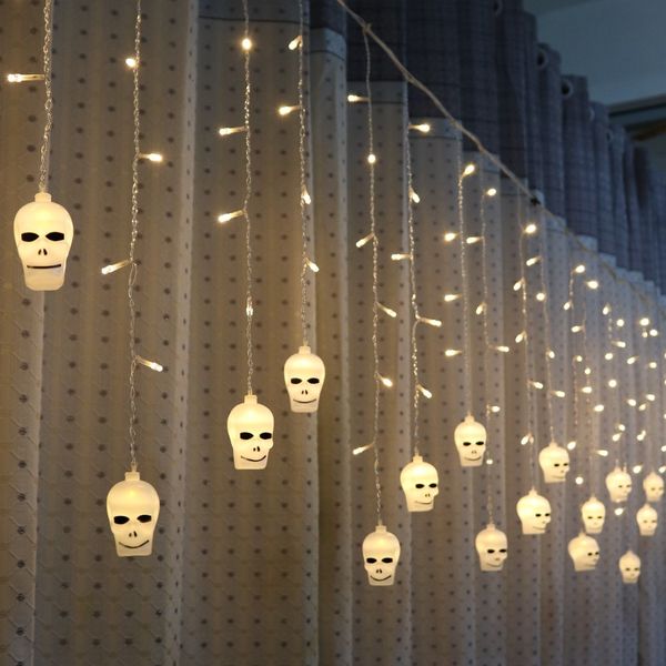 

2021 new 3.5m 96 halloween curtain strings light ghost skull decorative lights fairy led garland outdoor indoor decoration ink7