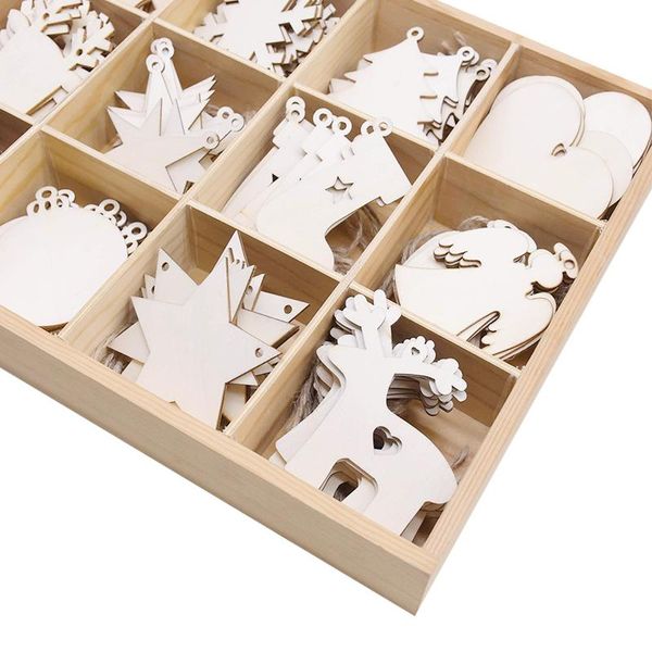

10pcs christmas wooden pendant christmas tree hanging ornaments snowflake star xmas natal noel navidad new year decoration