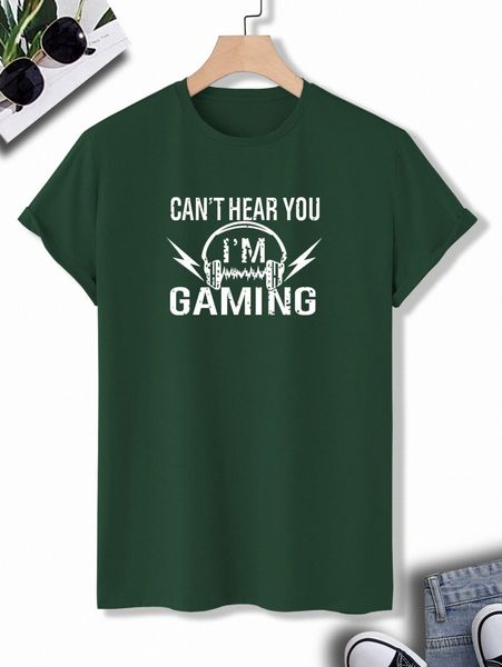 

men slogan and headphone print tee z2ev#, White;black