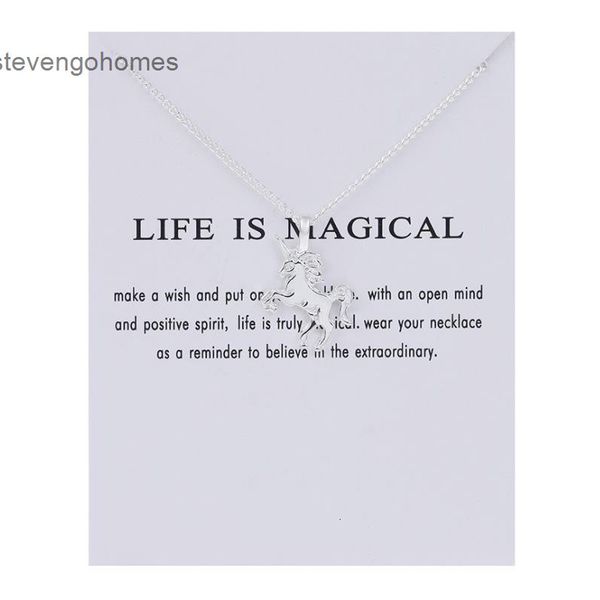

necklace alloy pony creative card clavicle chain unicorn, Silver
