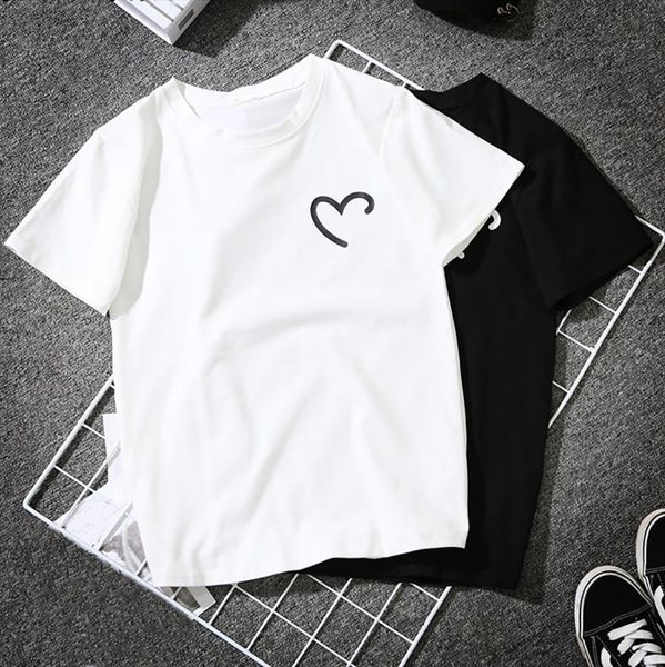 

15 женщины девушки плюс размер heart shaped печать тройники рубашка с коротким рукавом рубашки женской одежды верхней бланко вершины mujer, White