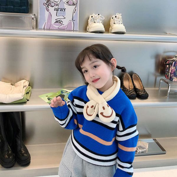 

warm and qinqi girls' sweater thickened pullover children's t-shirt with round neck xp29, Blue