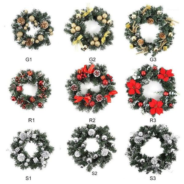 

christmas wreath with battery led light string front door hanging home decor1