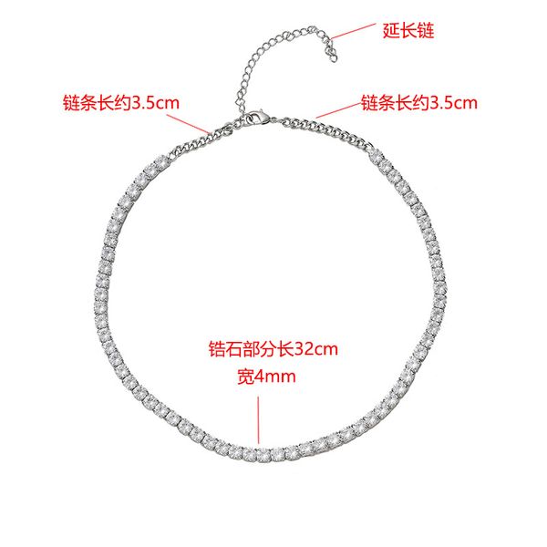

luxury european hip hop ornament zircon necklace european and american popular hip hop style pendant lanyard female hip hop necklace fashion, Golden;silver