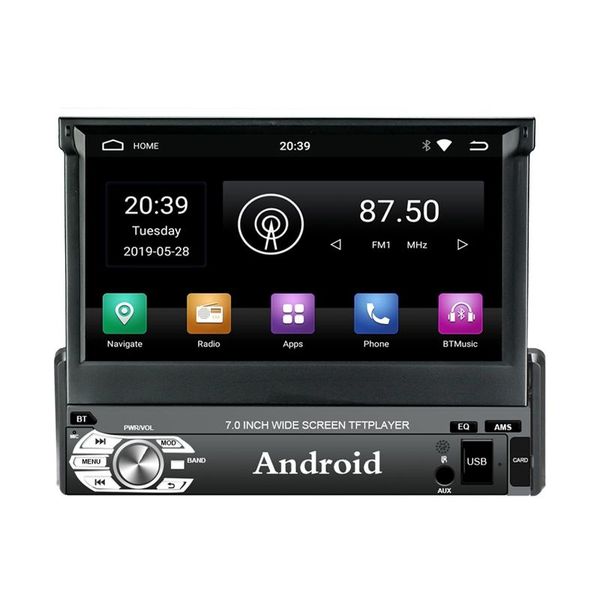 

android 9.0 car radio stereo 7 inch capacitive press screen high definition 1024 x 600 pixel player 1g + 16g gps navigation blue