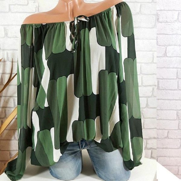 

women blouse printed spring loose collar long sleeve chiffon shirt womens shirts camisas mujer plus size shirt s-5xl1, White