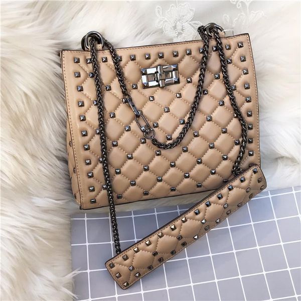 

2020 women genuine leather handbag fashion luxury shoulder bags chain rivet crossbody bag designer brand sac a main femme bags
