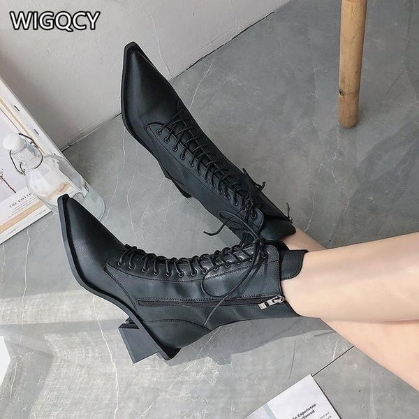 

winter 2020 new women's high boots knee boots barrel pointed fashion women british style comfortable women's d1161, Black