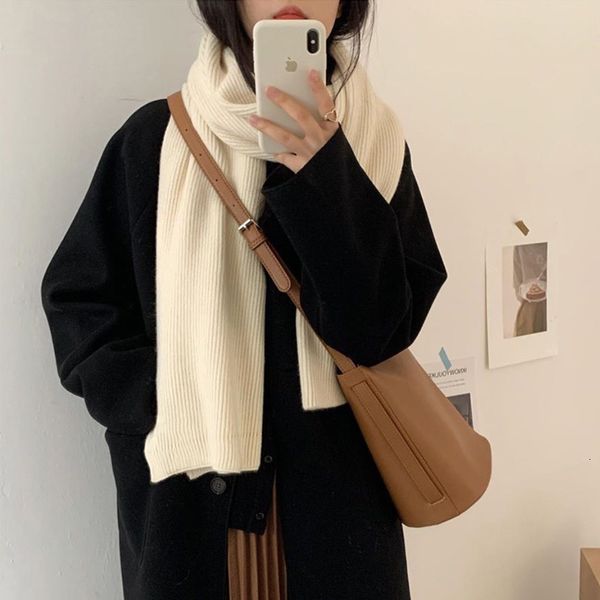 

korean pure color knitted scarf for girls, Blue;gray